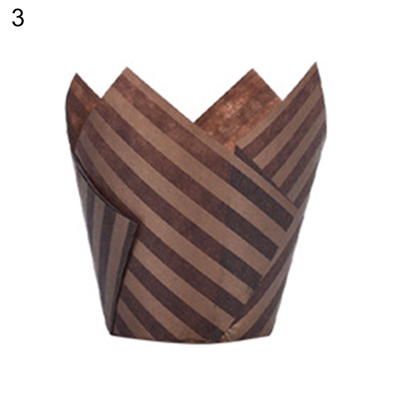 100Pcs Muffin Cup Stripe Tulip Shape Oil Proof Paper Decorating Wrap Cupcake Liner for Home
