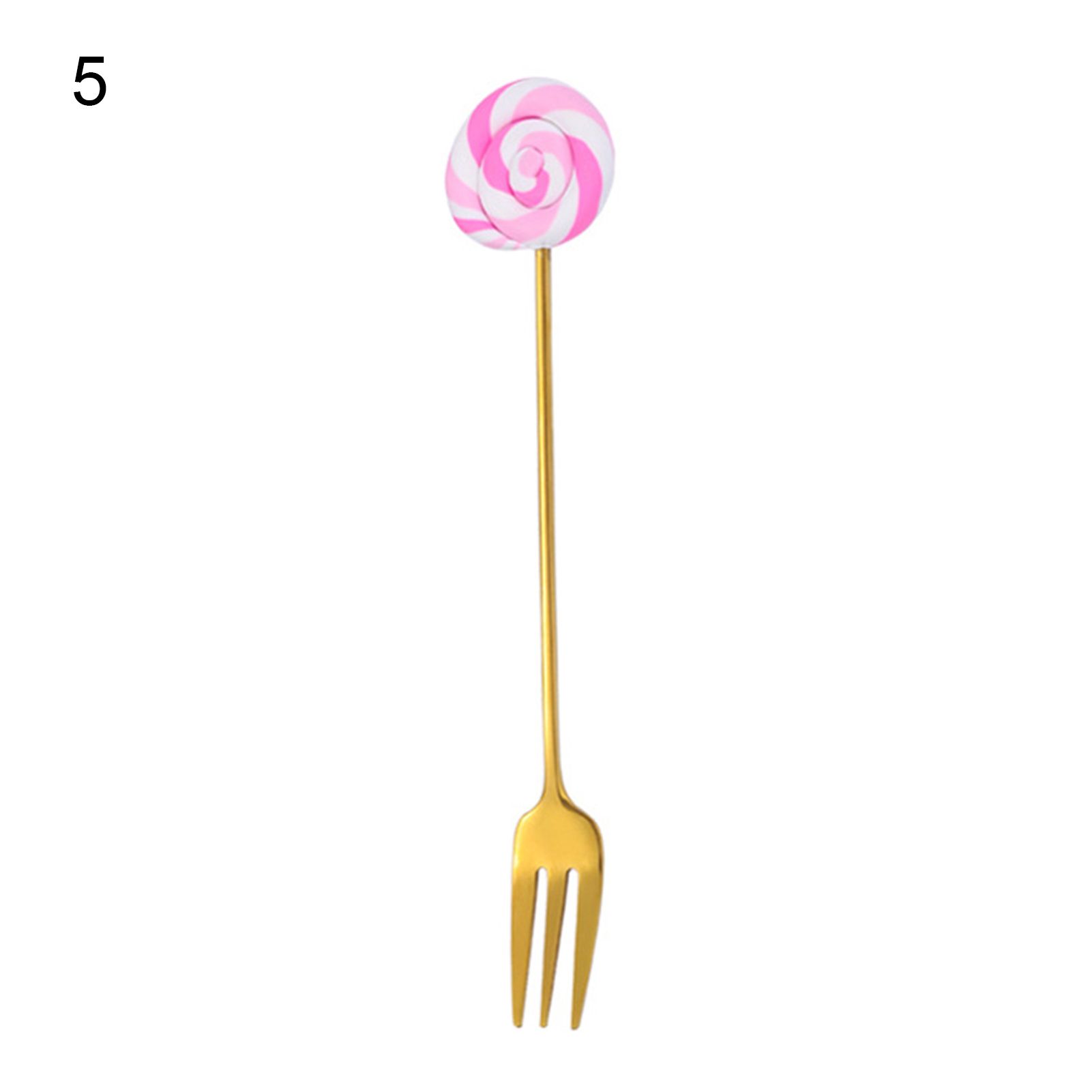 Delicate Fork Durable Stainless Steel Corrosion Resistant Anti-rust Lollipops Shape Scoop Spoon for Daily Use