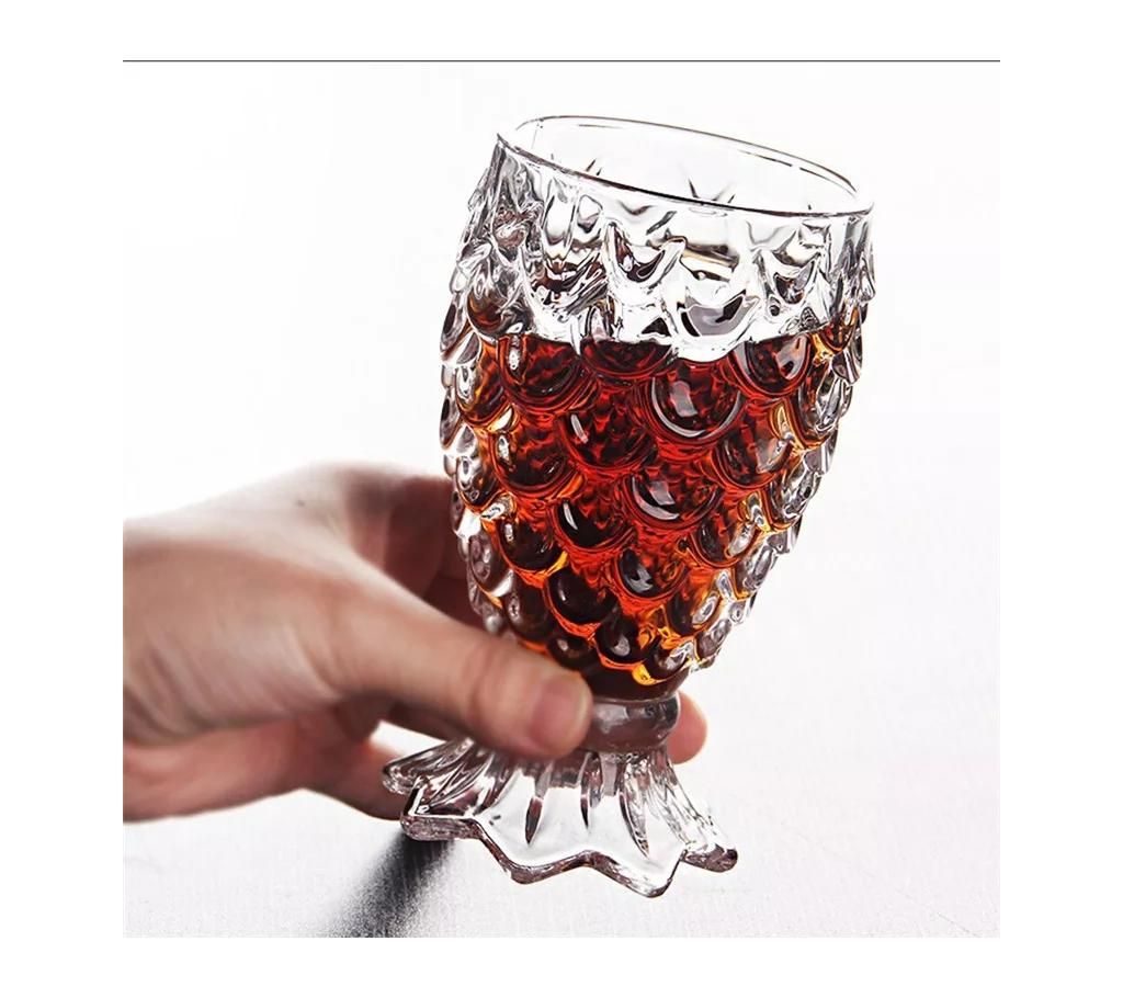 Embossed Clear Glass for Beer Drink Cup Fish Pattern