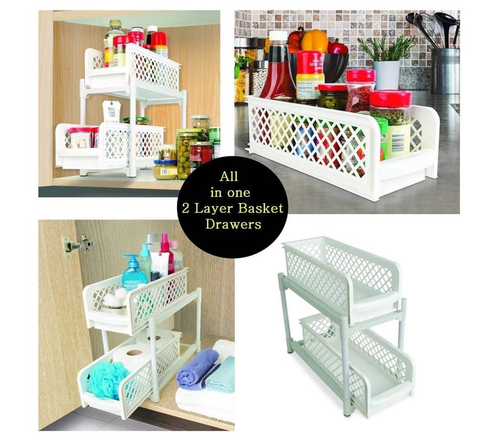 Portable 2-Tier Basket Drawers