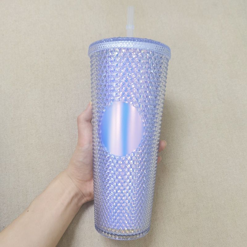 21 creative water cup gradient no LOGO coffee cup 710ml diamond pineapple durian cup straw cup can be customized exclusive logo