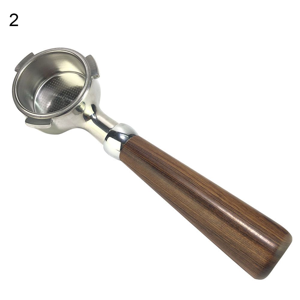51MM Wood Stainless Steel Bottomless Coffee Machine Filter Handle for Delonghi