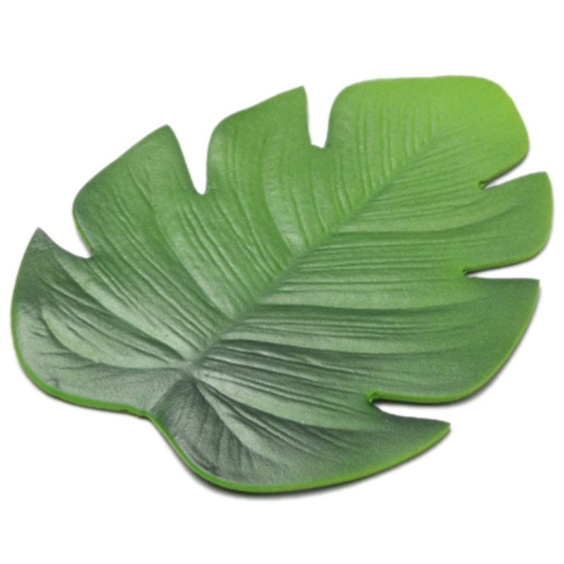 6Pc Tropical Artificial Palm Leaves EVA Coasters Cup Bowl Pad Mat Coffee Tea Cup Mats Drink Coasters Hawaii Theme Party Decor-Green