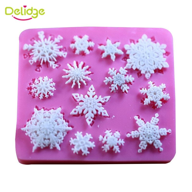 Delidge 1pc Snowflake Silicone Cookie Mold 3D Fondant Chocolate Pudding Mould DIY Fondant Cake Decorating Tools