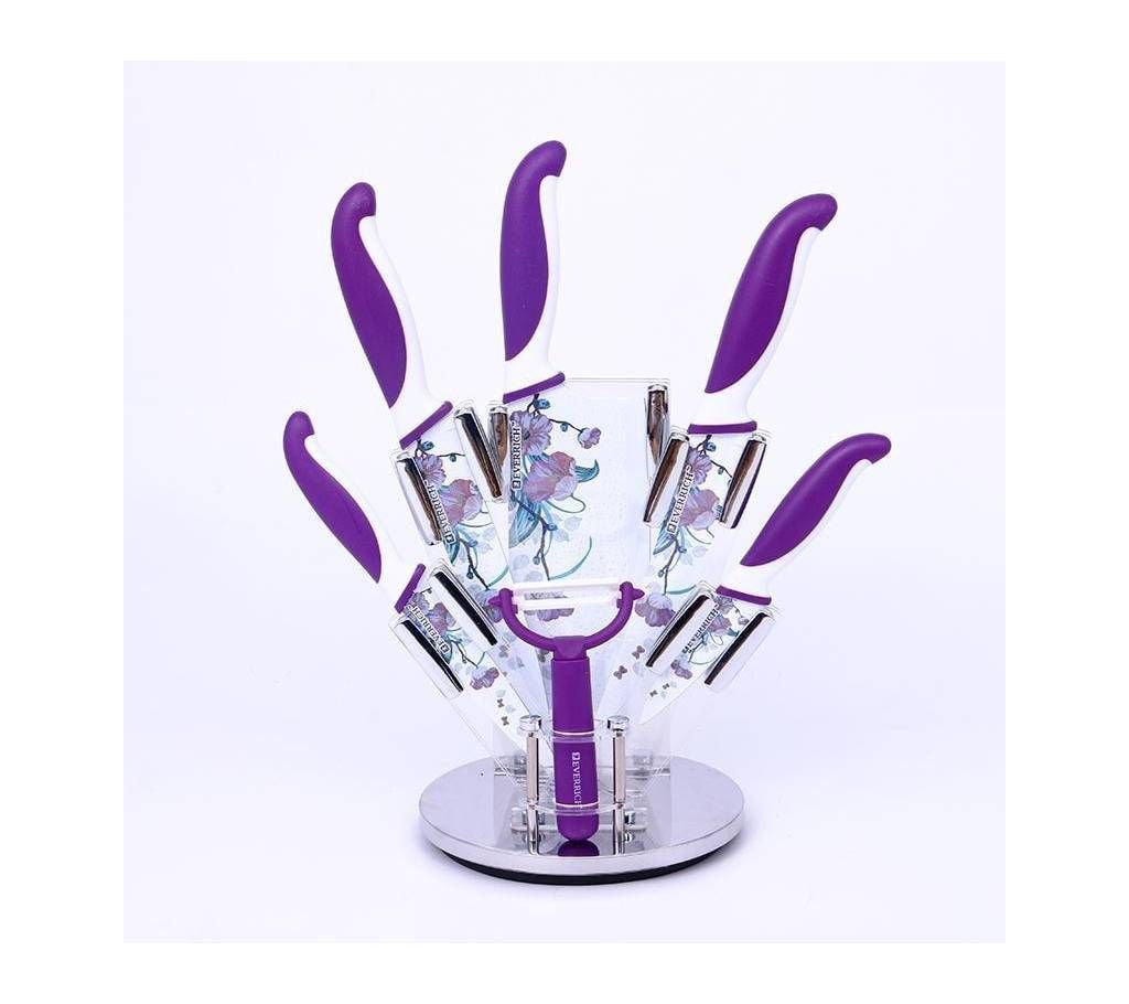 Premium 6 Piece Professional Stainless Steel Knife Set, (Purple).