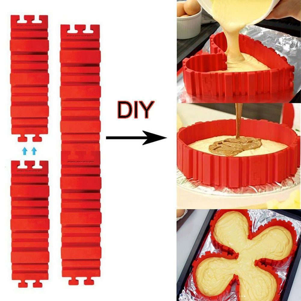 4 Pcs/set Flexible DIY Silicone Cake Mold Square Flower Heart Round Cake Pan Baking Moulds Tools