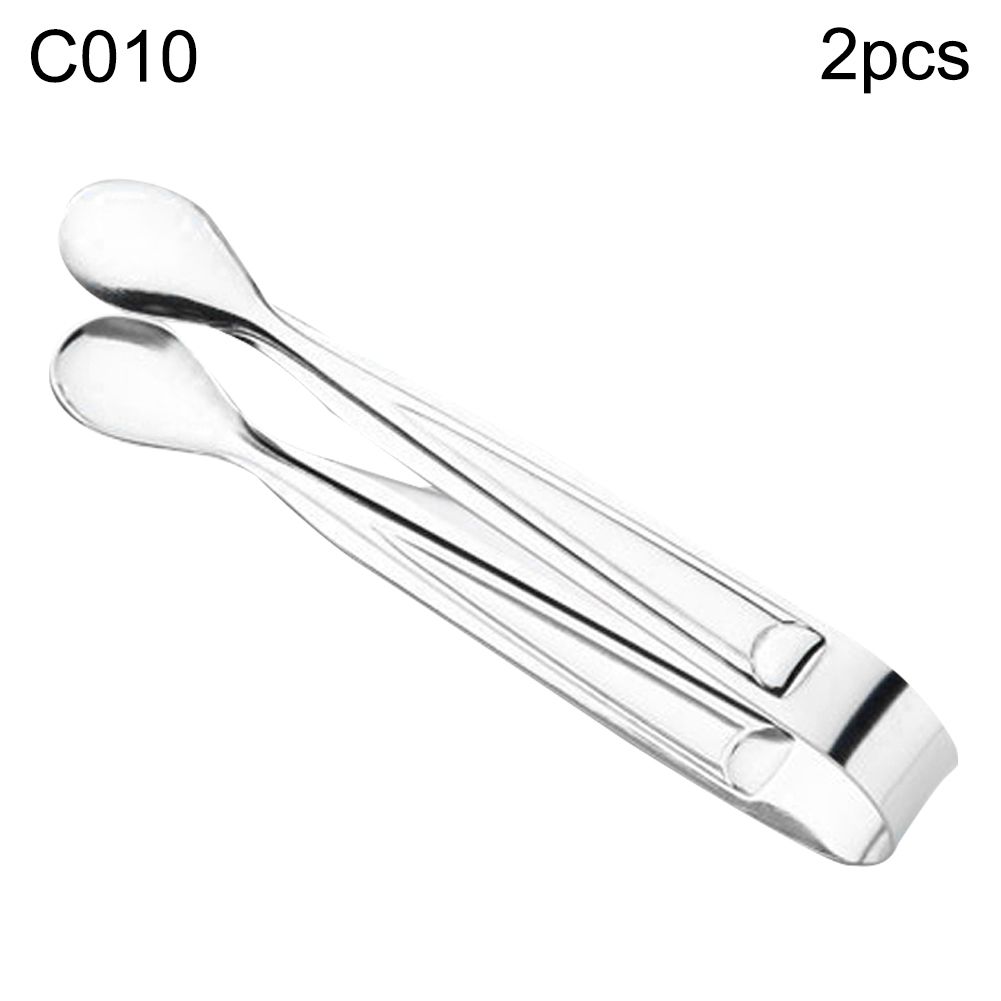 2Pcs Stainless Steel Coffee Sugar Tongs Barbecue BBQ Clip Clamp Kitchen Tool