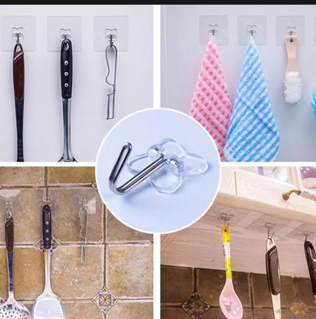 New Wall Sticky Hanger Holder for Kitchen,Bathroom, Key Cloth Hanger (3 Pcs sat) loading 15 kg