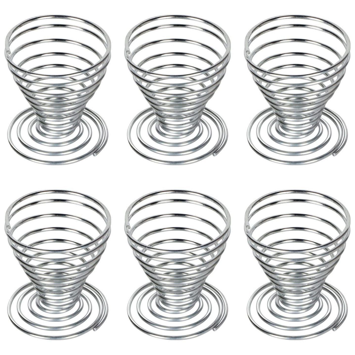 6 x Egg Cups Made of Stainless Steel Wire Spiral Spring Egg Holder Makeup Sponge Clothes Rack Egg Tray Egg Container
