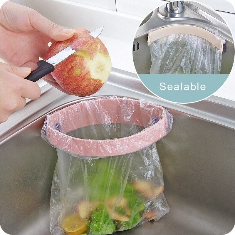 Panda Online Collapsible Suction Cup Plastic Bag Sealable Kitchen Sink Grocery Bag Holder For Kitchen Storage Tools