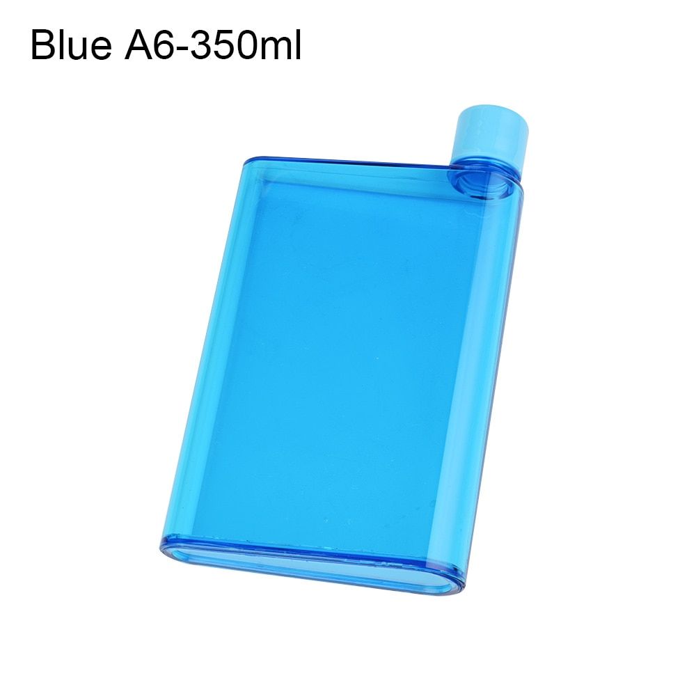 Flat Water Bottle 350ml/420ml Ingenious Notebook Cup Portable Drinks Kettle For Office School Outdoor Travel Various Colors