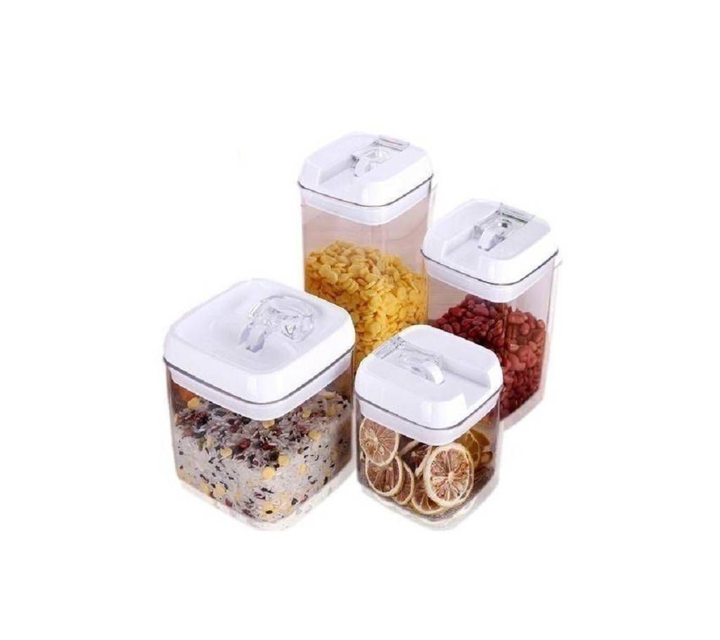 4 Set Easy Lock Food Containers With Vacuum Seal Lids - White and Transperant