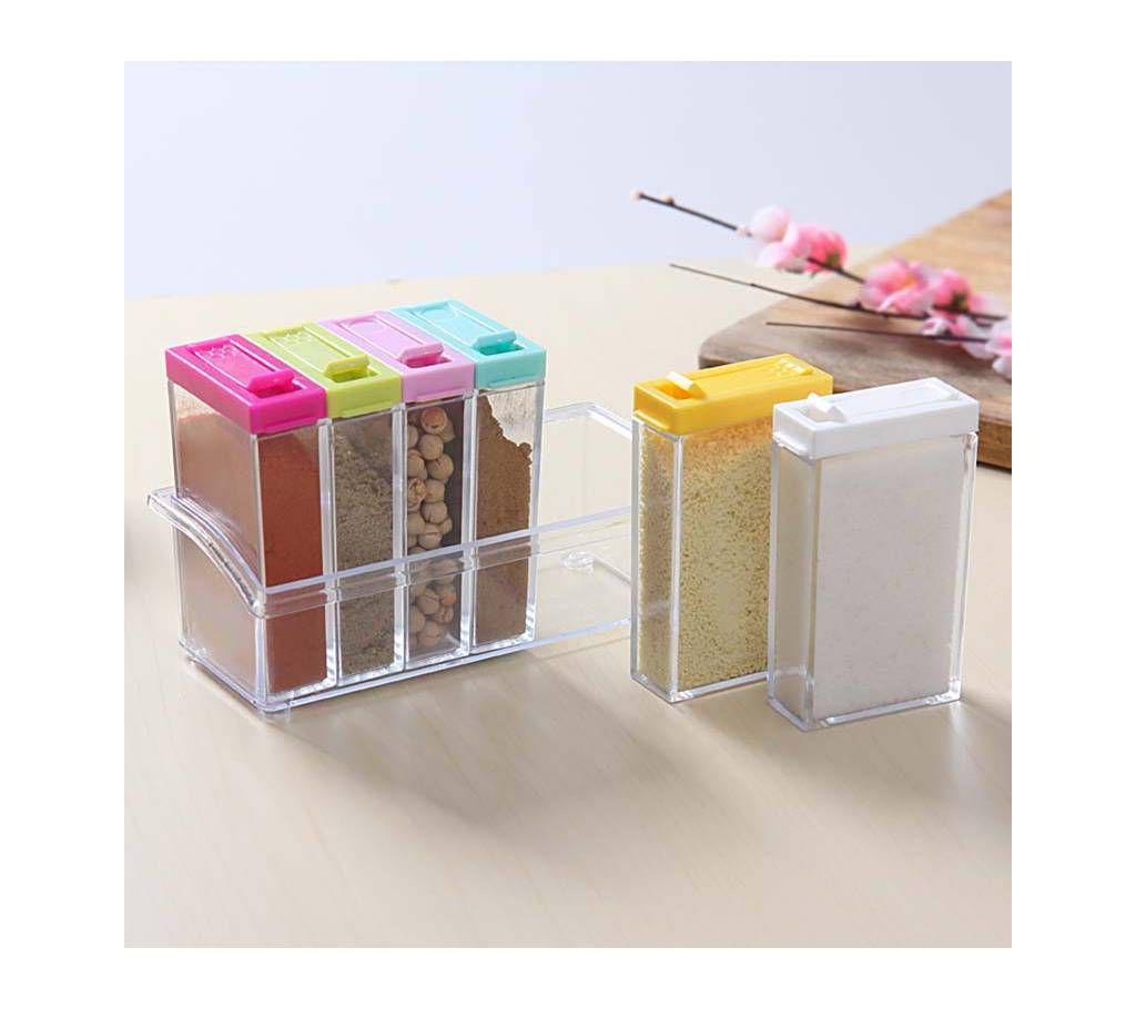 Kitchen Spice Containers with Colorful Lid Seasoning Box 6 Pieces Set