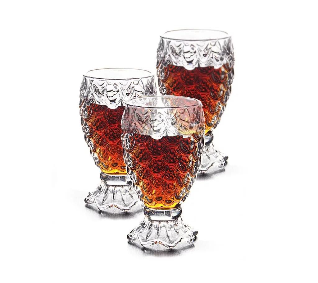 Embossed Clear Glass for Beer Drink Cup Fish Pattern