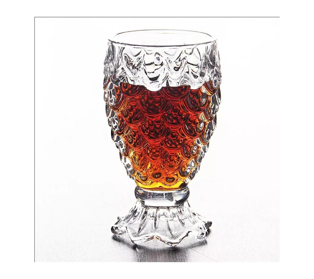 Embossed Clear Glass for Beer Drink Cup Fish Pattern