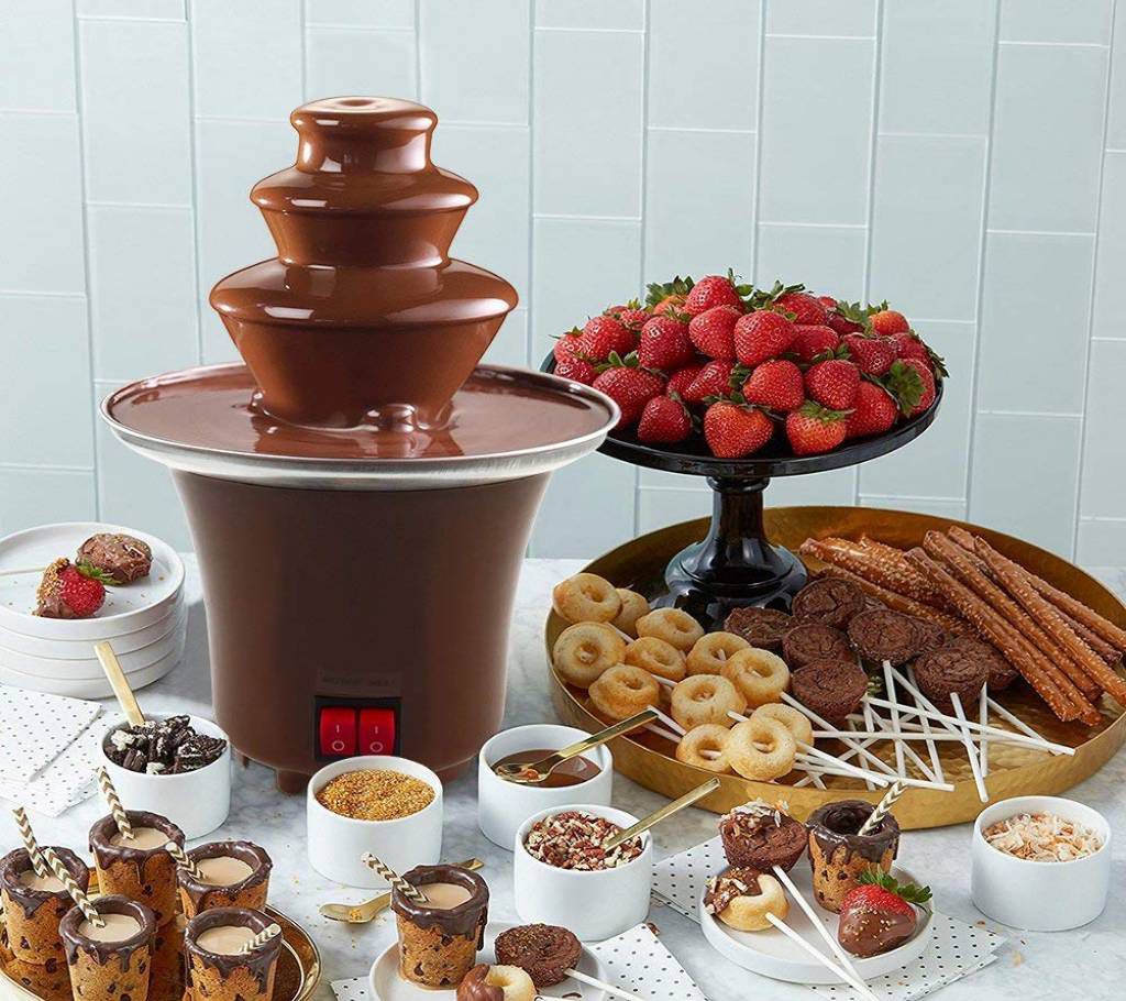 Chocolate Fondue Electric Fountain 3-Tier Melting Machine Stainless Steel Pots