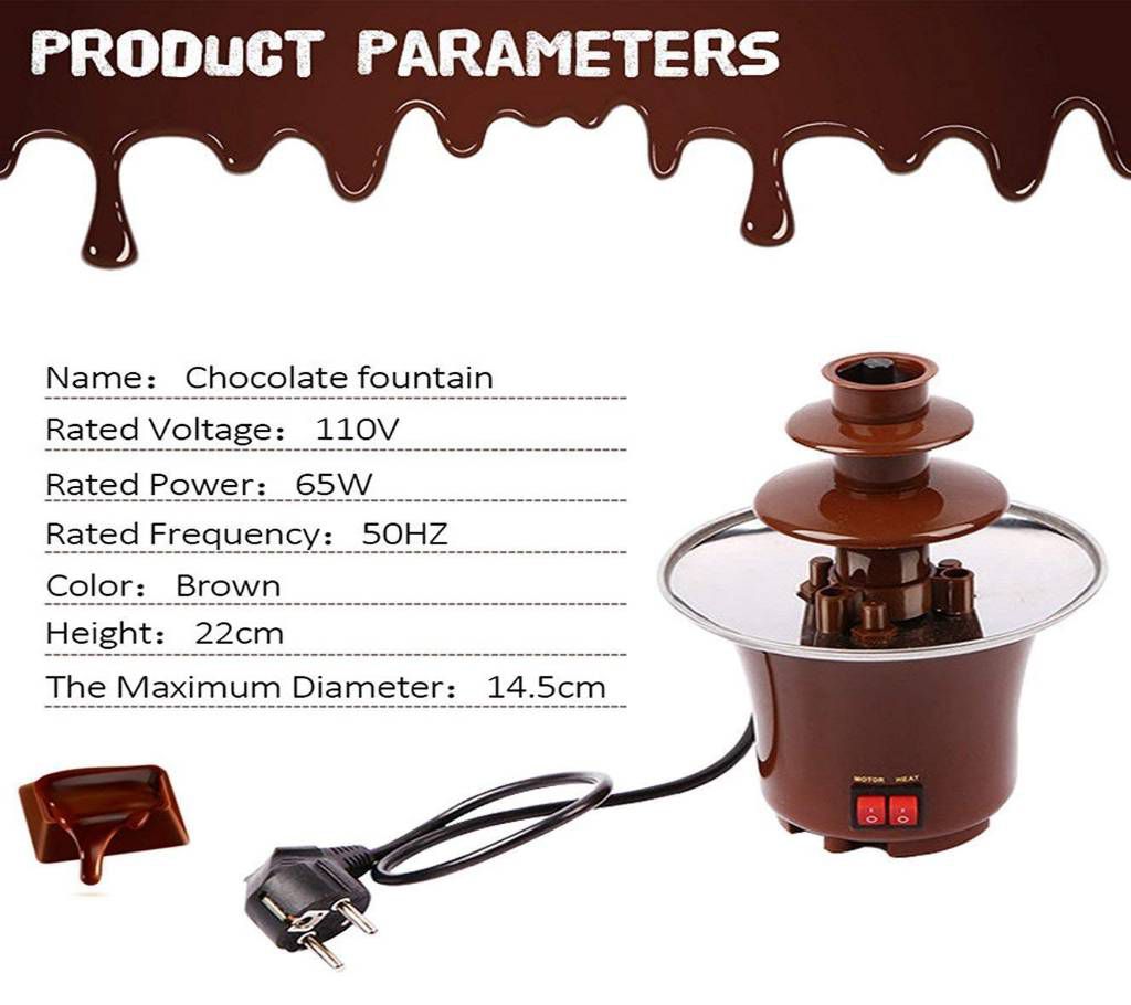 Chocolate Fondue Electric Fountain 3-Tier Melting Machine Stainless Steel Pots
