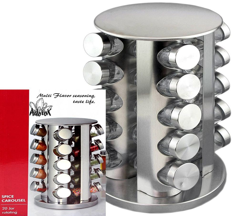 20  Glass Spice Jar Bottles - Space Saving Kitchen Storage Organizer