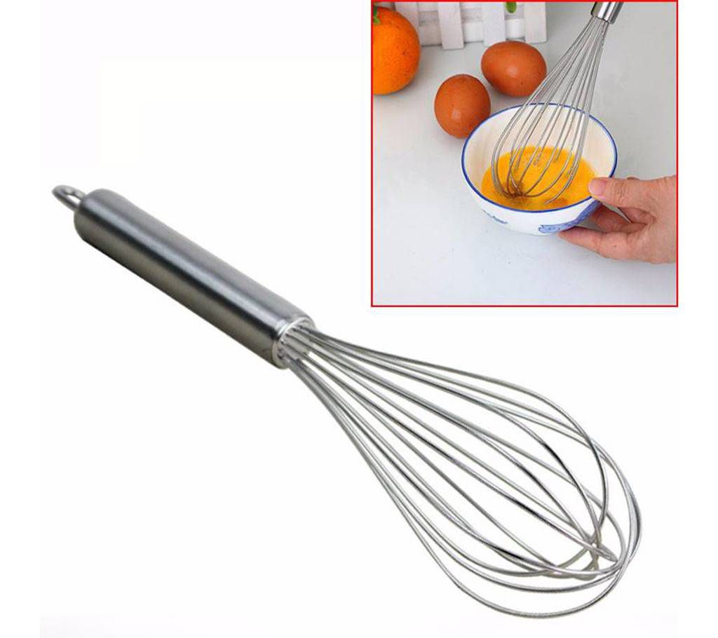 Small Hand-Held Egg Beater - Silver