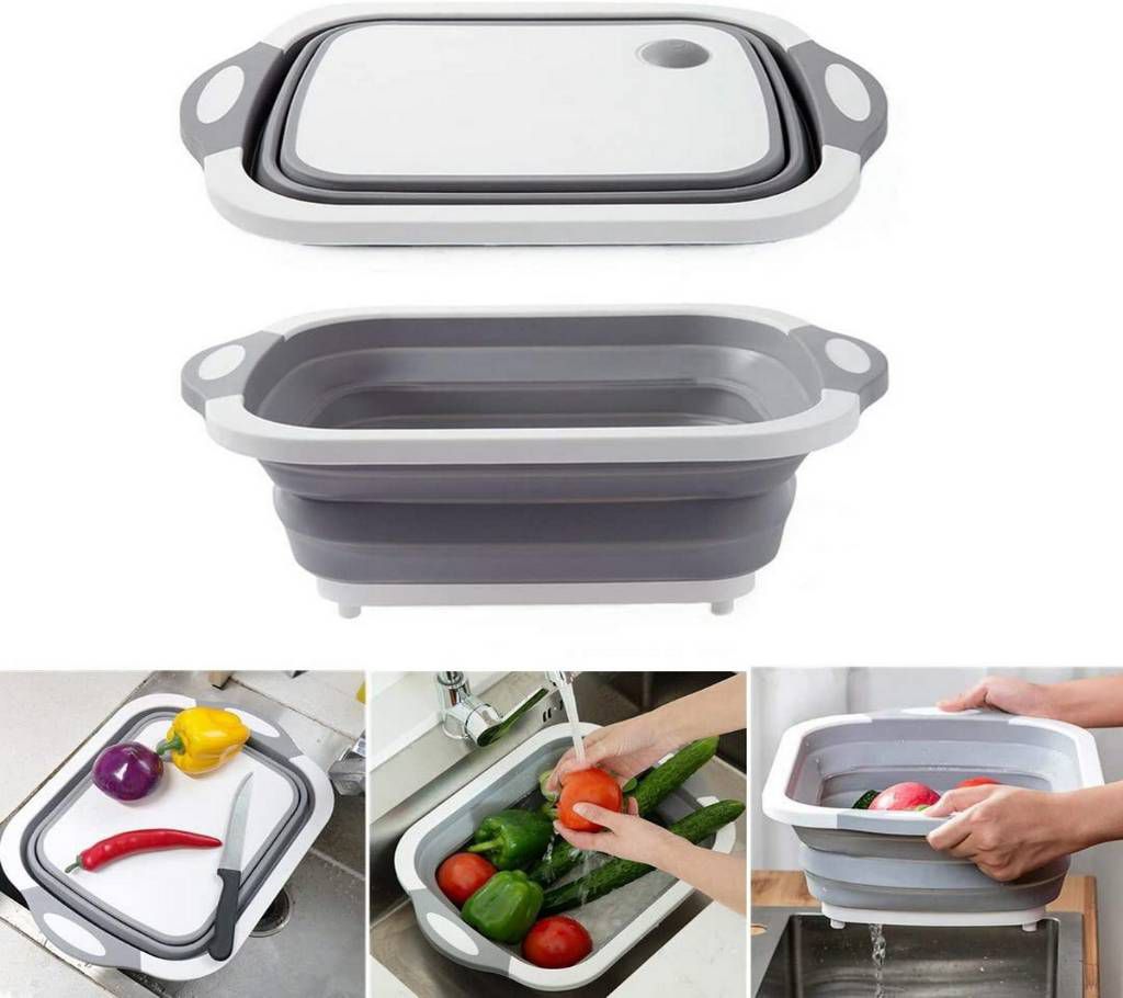 Collapsible Cutting Board With Dish Tub 3 In 1 Multi-Functional