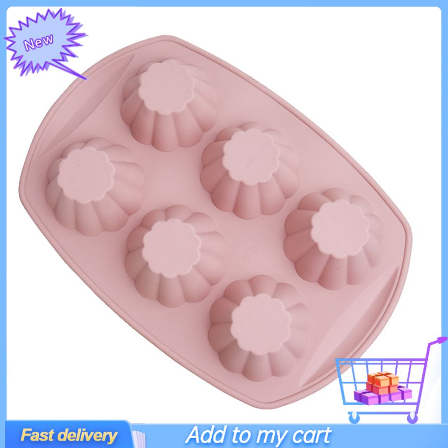 Cake Mold Flexible DIY Portable 6-cavity Muffin Cup Silicone Chocolate Mould for Bakery Home