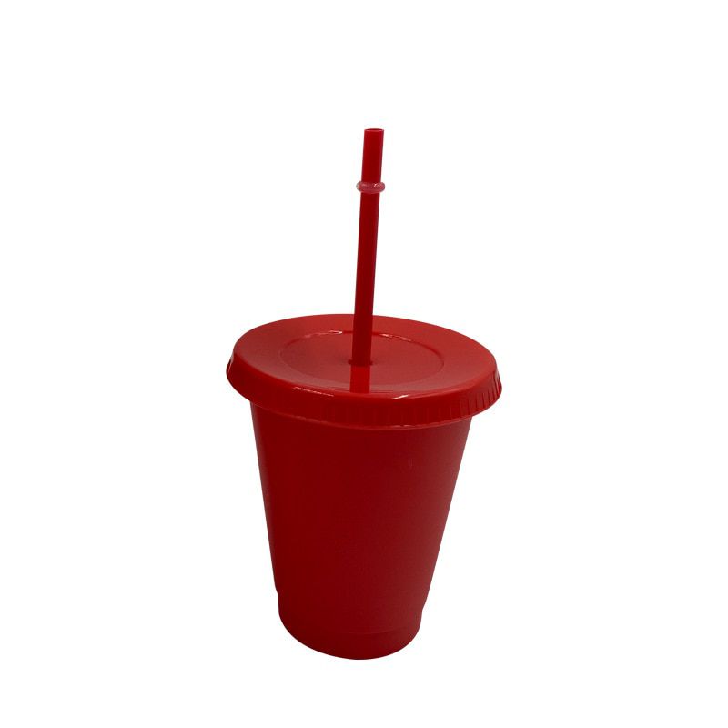 BPA free cold color change reu 473ml 16oz plastic cup with straw and lid