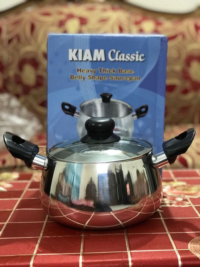 KIAM Classic Belly Shape Saucepan with Glass Lid - 34 Cm
