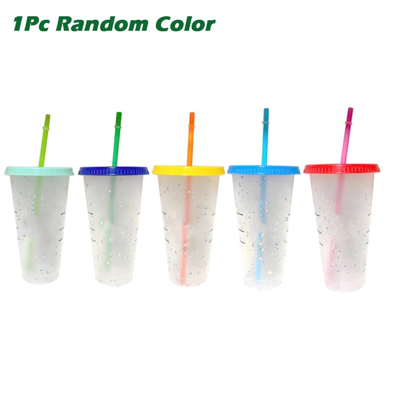 700ml Color Change Coffee Cup mug With Lid With Logo Straw Cup Reu Cups Plastic Tumbler Matte Finish Coffee mug tazas