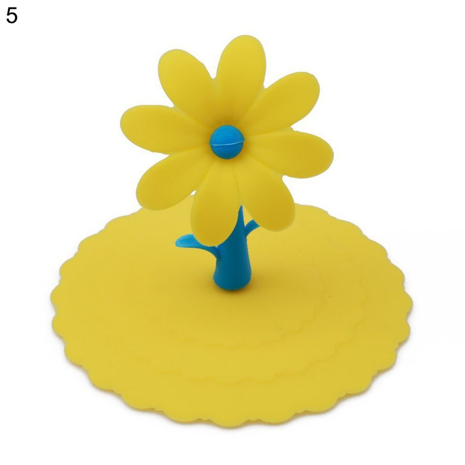 1Pc Cute Dustproof Reusable Silicone Cartoon Flower Mug Cup Bow Cover Lid Cap