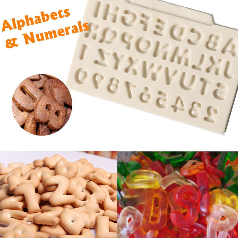 Silicone Fondant Mold Alphabets Letter Number Mould Kitchen Chocolate Cake Cooking Decor -