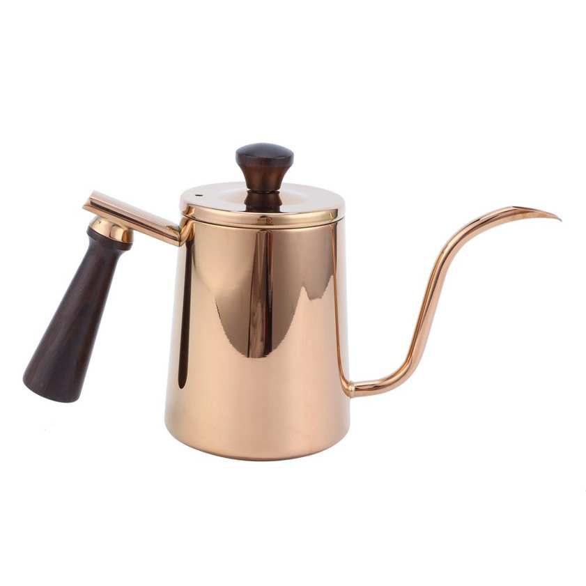Himeng La 700ml Coffee Kettle 304 Stainless Steel Gooseneck Spout Drip Pot with Wooden Handle