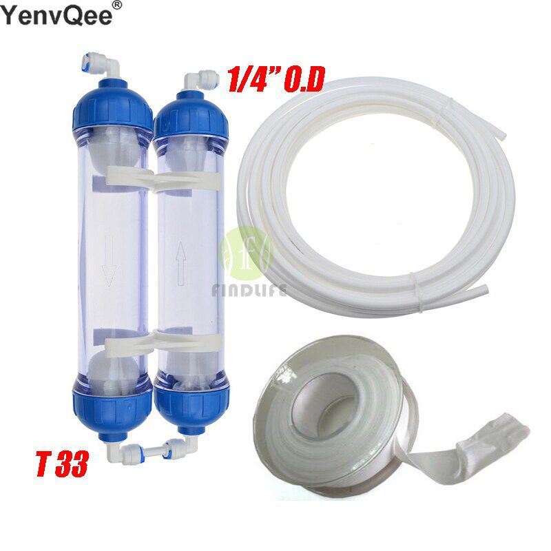 2PCS  T33 cartridge housing DIY T33 Shell Filter Bottle 4pcs fittings Water Purifier for reverse osmosis system