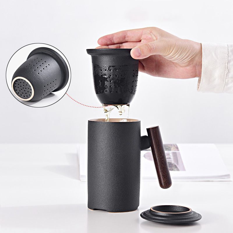 Chinese Travel Kung Fu Tea Set Black Ceramic Portable Teapot Porcelain Teaset Gaiwan Tea Cups Tea Pot for Office