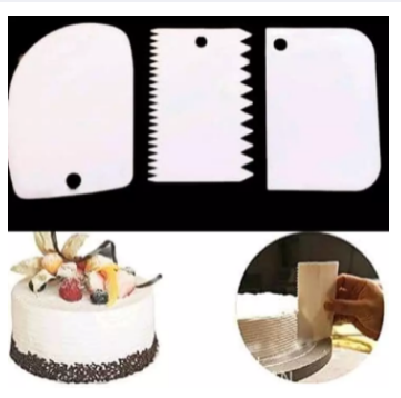 3Pcs Plastic Fondant Cake Cream Scraper Spatula Dough Cutter Kitchen Baking Tool