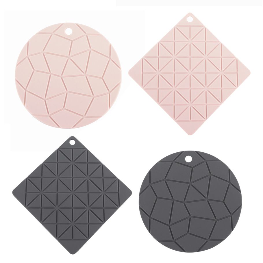 4 Pcs Silicone Placemat Table Pad Non-Slip Kitchen Utensils Drying Mat Foldable Dishes Drain Mat