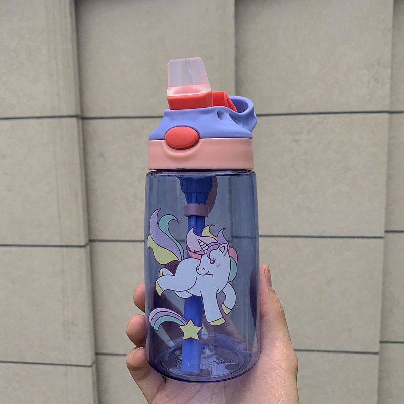 Bpa-Free 480ml Fashion Design Sport&Outdoor Plastic PC My Water Straw Bottle Portable Handle Lid For Kids And Students
