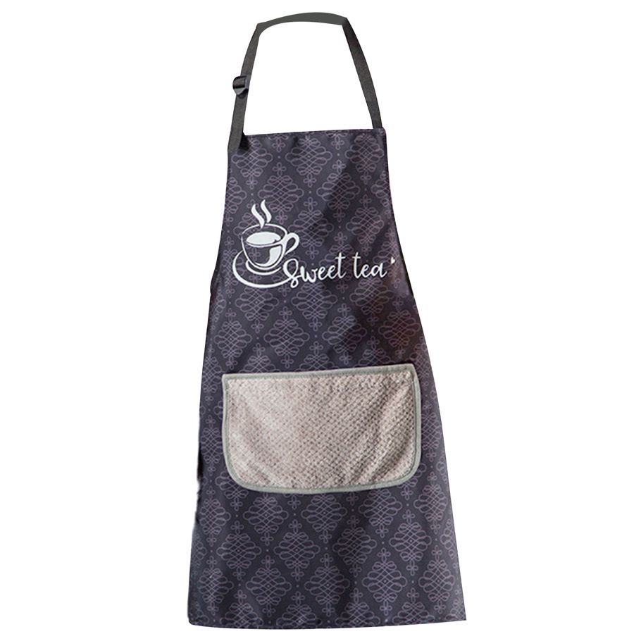 Cooking Bib with Pocket Strong Water Absorption Fabric Hand Wiping Easy Cleaning Kitchen Apron for Home