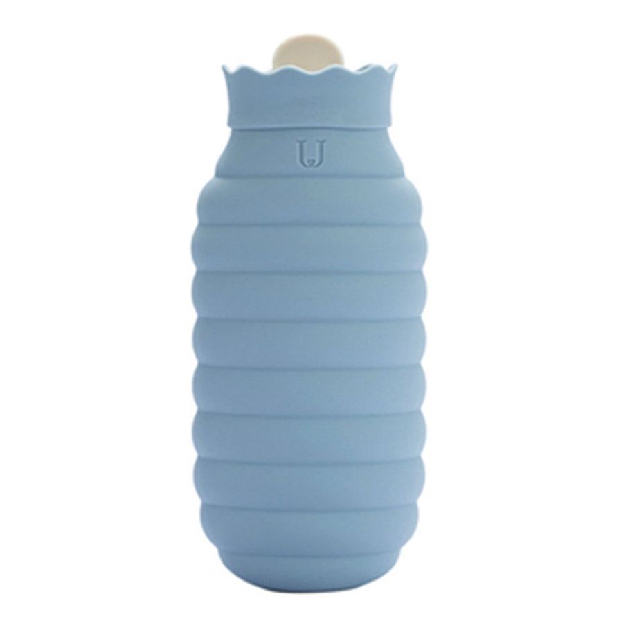Silicone Hot Water Bottle Explosion-Proof Water Heating Water Bottle Female-blue L