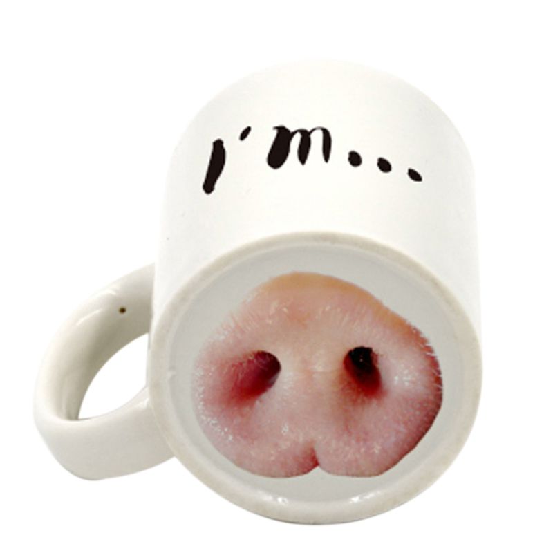 Funny Dog Pig Nose Mug Cup Creative Ceramic Mark Beverage Laugh Tea Coffee Cups Pig Nose