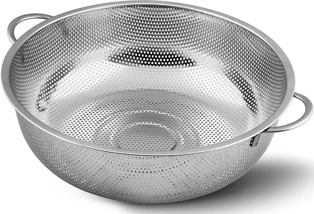 Martand Stainless Steel Kitchen Fruit Vegetable Rice Washing Baskets Strainer Drainer with Handle - Silver- (31cm)
