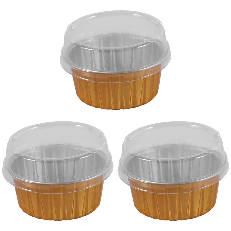 300Pcs Disposable Aluminum Foil Baking Cups Creme Brulee Dessert Oval Shape Cupcake Cups with Lids Cake Egg Tools