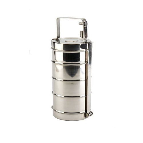 Stainless Steel Tiffin Carrier - 4 Bowl- Silver