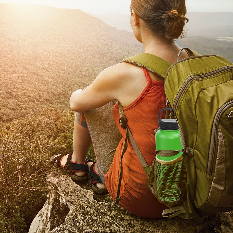 304SS 1200ML Hiking Commuter Water Flask Bottle Vacuum Leakproof Travel Mug Hot - Green