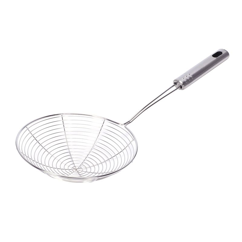 Home Wall Grip Stainless Steel Spiral Net Strainer Ladle 17.5cm