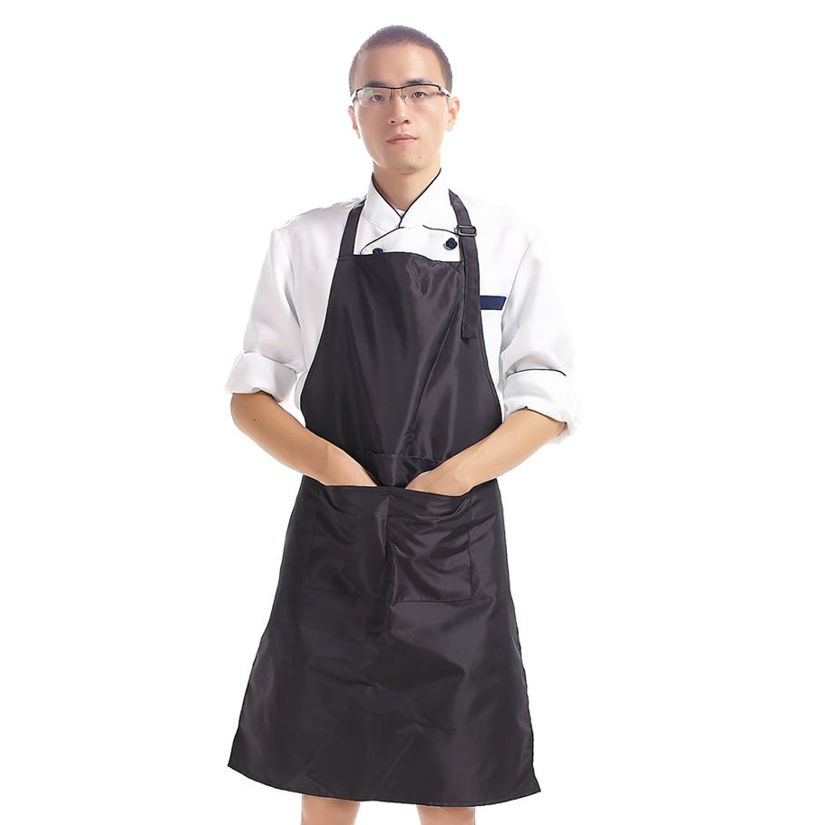 PVC Waterproof Sleeveless Cooking Work Kitchen Chef Waiter Pocket Long Apron