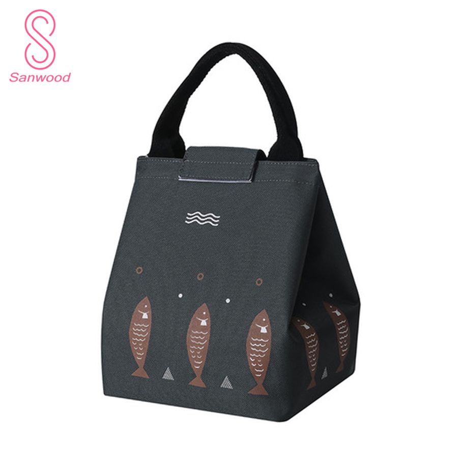 Lunch Bag Leakproof Heat Insulation Aluminum Foil Cute Fish Pattern Warm Keeping Lunch Pouch for Home