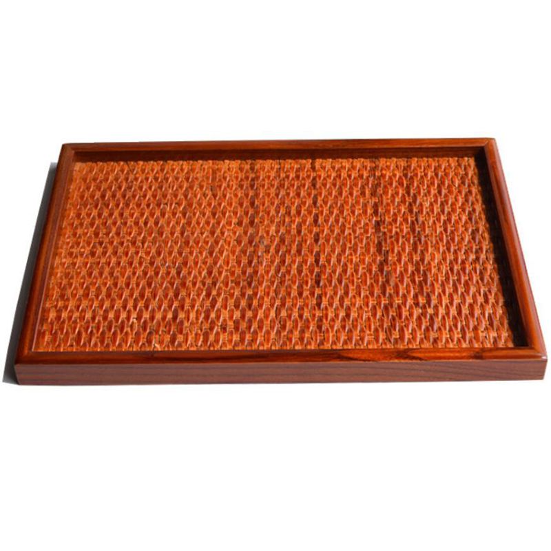 HAOEN Rattan Dinner Plate Western Food Rectangular Snack Dessert Serving Tray Simple Dining Table Home Decoration