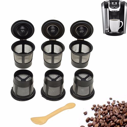 6 Pcs Reusable Coffee Pod Filters Mesh Holder with Spoon for Ke1urig K-Cup