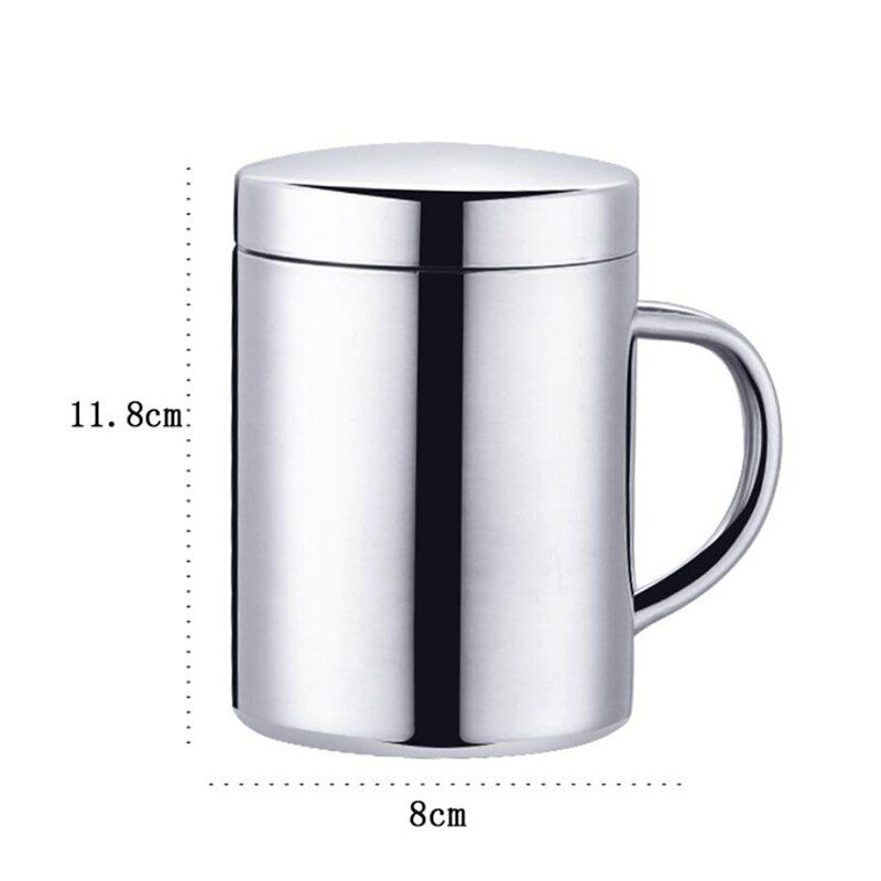 Large Capacity Milk Vacuum Flask Kitchen Stainless Steel Cup With Lid Easy To Grasp Double Wall Drinking Office Cup