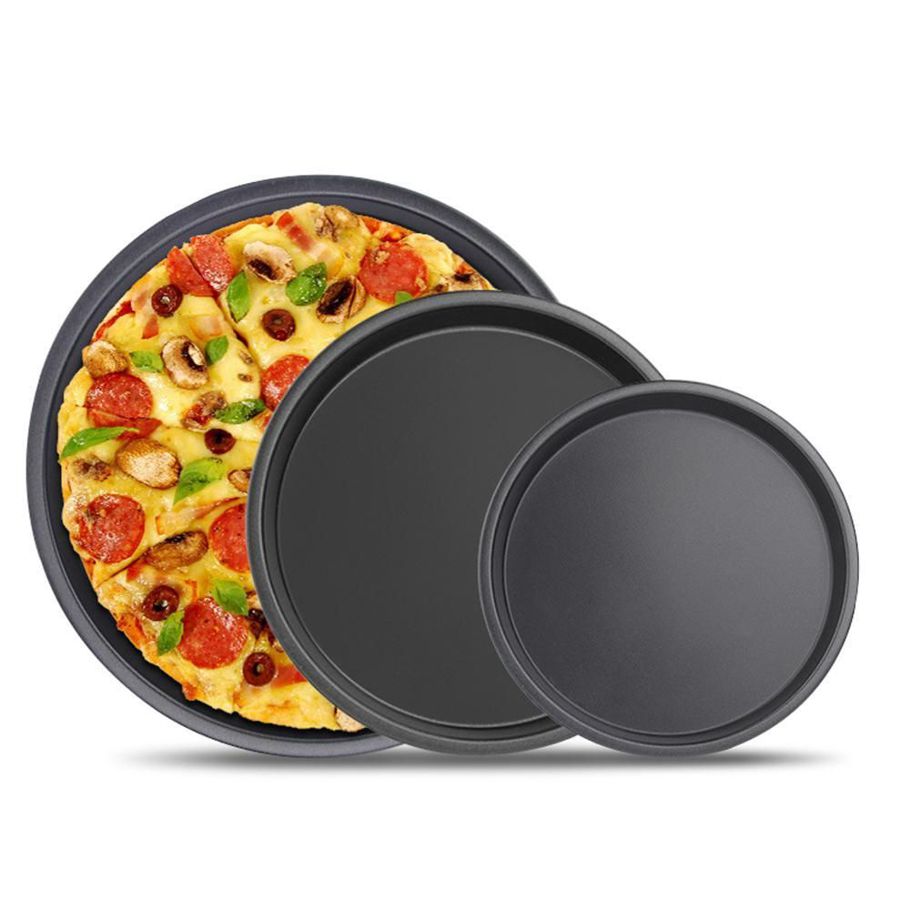 3 Piece Pizza Pan Set ,Spring form Pan Set / Carbon Steel Non-Stick Pizza Pan 3pcsa Set- black